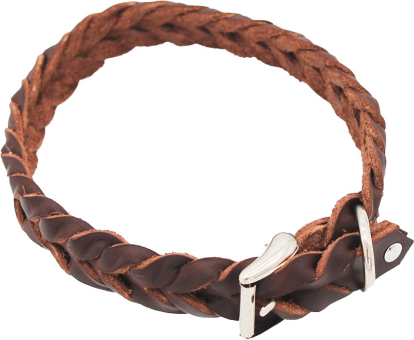 Heim Lederhalsband geflochten, braun - 36 - 44 cm Halsumfang, 25 mm breit