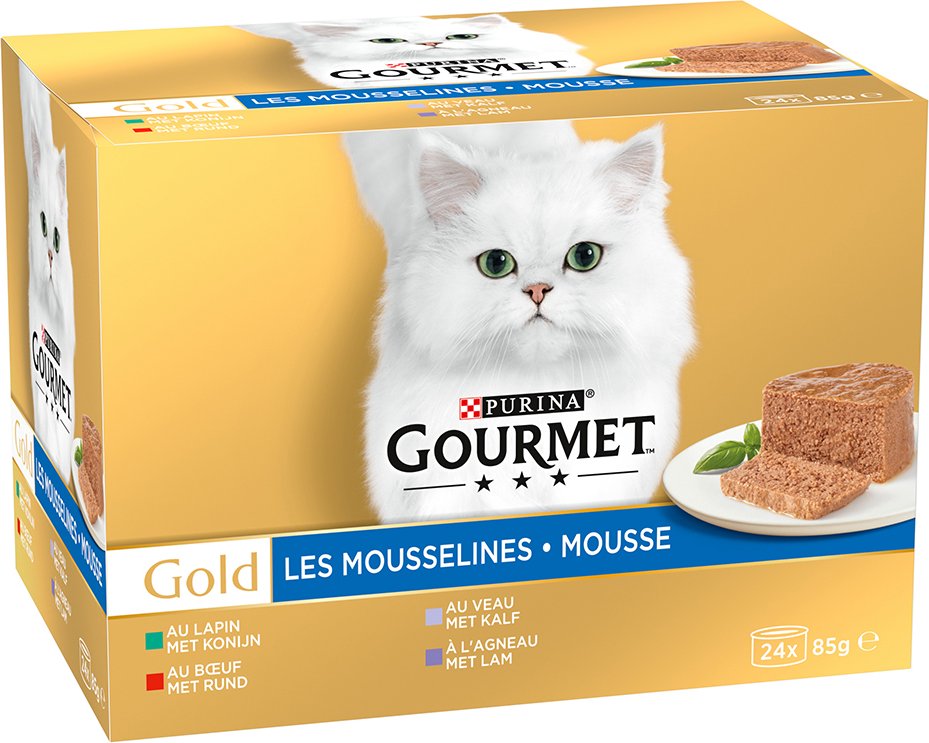 Sparpaket Gourmet Gold Feine Pastete 24 x 85 g - Mixpaket Fleisch (Kaninchen, Kalb, Rind, Lamm)