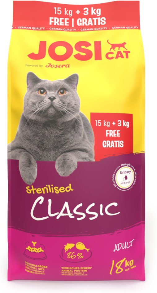 3 kg gratis! 18 kg JosiCat Sterilised Classic - Lachs