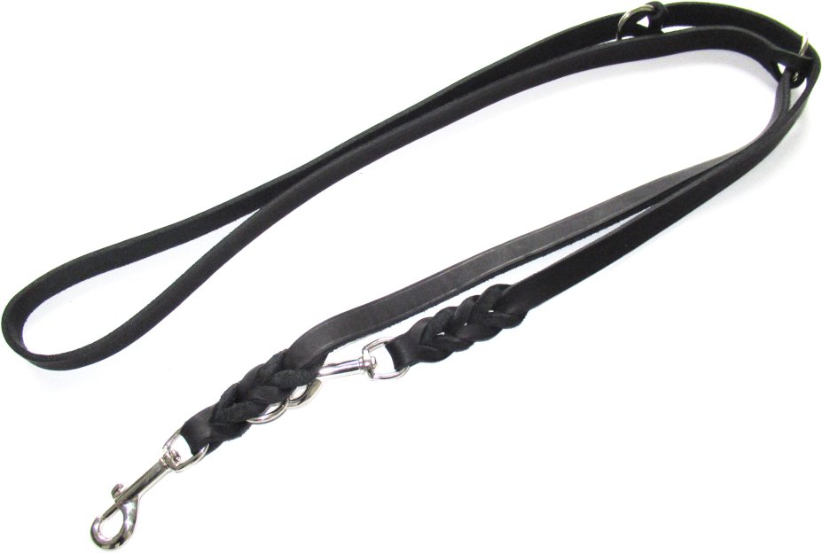 Heim Führleine mit eingeflochtenem Karabiner, schwarz - 220 cm lang, 8 mm breit