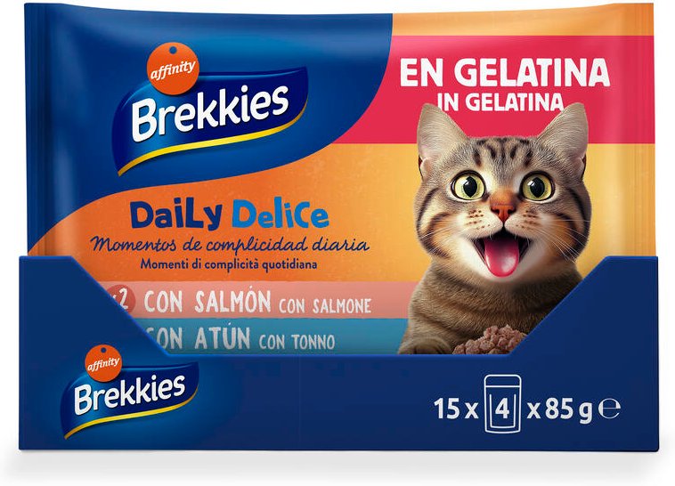 Sparpaket Brekkies Daily Delice 24 x 85 g - Lachs & Thunfisch