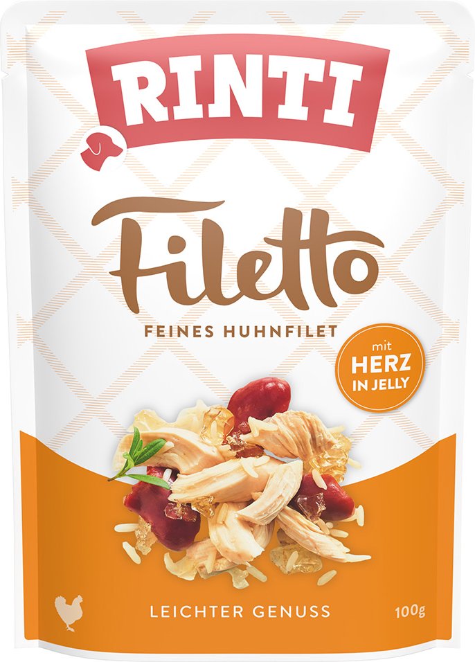 RINTI Filetto Pouch in Jelly 24 x 100 g - Huhn mit Herz