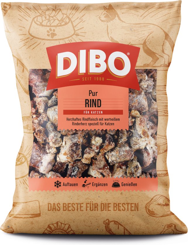 DIBO Frostfutter Rindfleisch für Katzen - 18 x 500 g