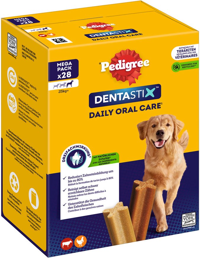 Zahnpflege Snack: Pedigree Dentastix für große Hunde (>25 kg) - Multipack (28 Stück)