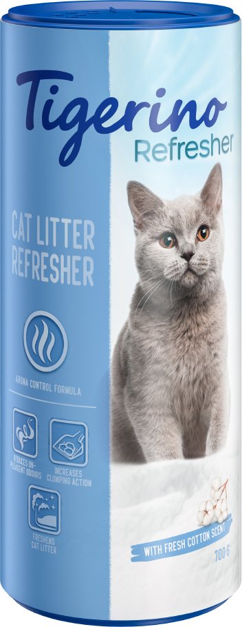 Tigerino Refresher Naturton-Deodorant für Katzenstreu – 3 Duftvarianten - Baumwollblütenduft (700 g)