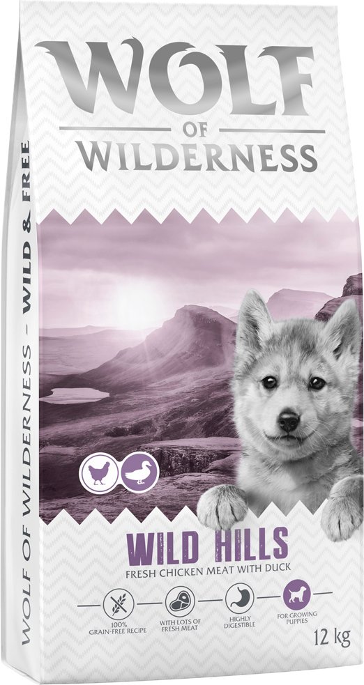 Wolf of Wilderness Junior "Wild Hills" Ente - getreidefrei - 12 kg neu