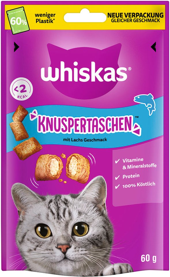 Whiskas Knuspertaschen - Sparpaket: Lachs 6 x 60 g