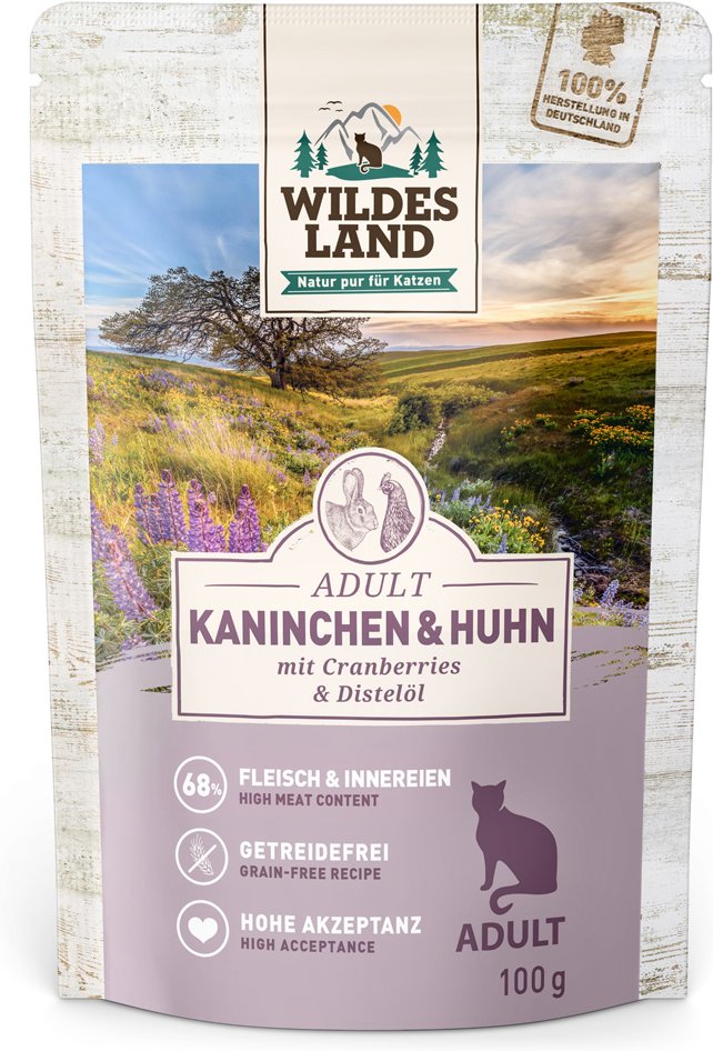 Wildes Land Cat 12 x 100 g - Kaninchen & Huhn mit Distelöl