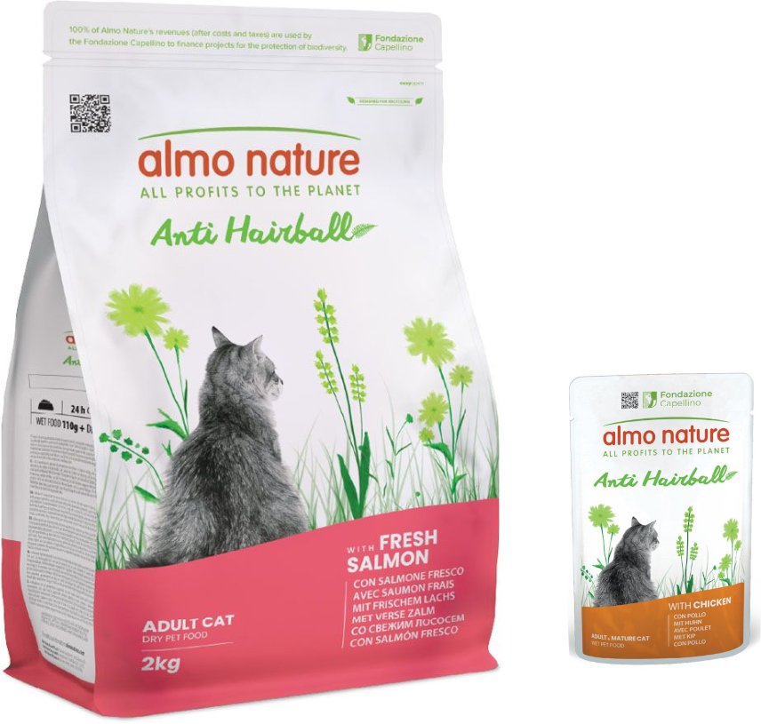 2 kg Almo Nature Functional Anti Hairball + 6 x 70 g mit Huhn zum Sonderpreis! - Lachs