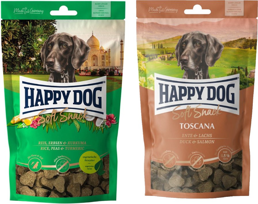 Kombi-Paket: Happy Dog Soft Snack - India 3 x 100 g + 3 x 100 g Toscana