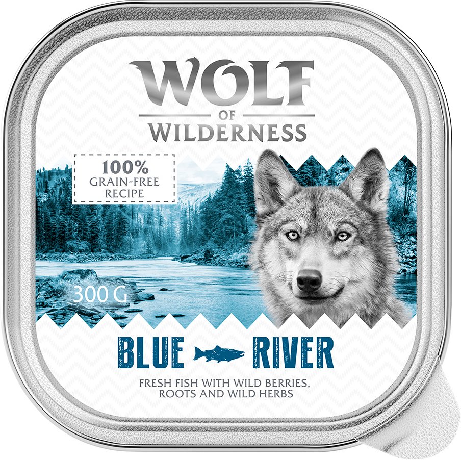 Wolf of Wilderness Adult - Single Protein 6 / 24 x 300 g Schale  - 24 x 300 g: Blue River - Fisch
