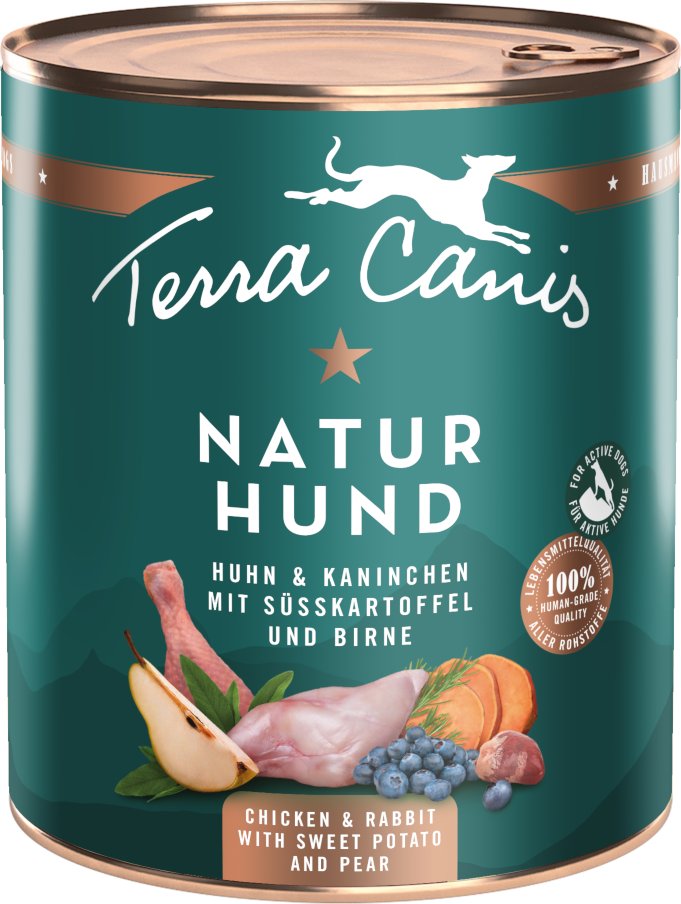 Terra Canis Naturhund 6 x 800 g - Huhn & Kaninchen mit Süßkartoffel & Birne