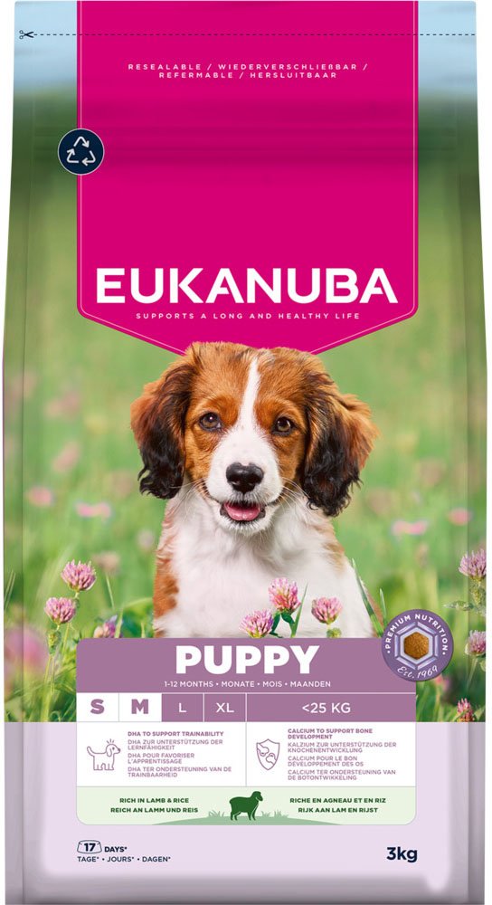 Eukanuba Premium Nutrition Puppy Small & Medium Breed Lamm & Reis - Sparpaket: 2 x 3 kg