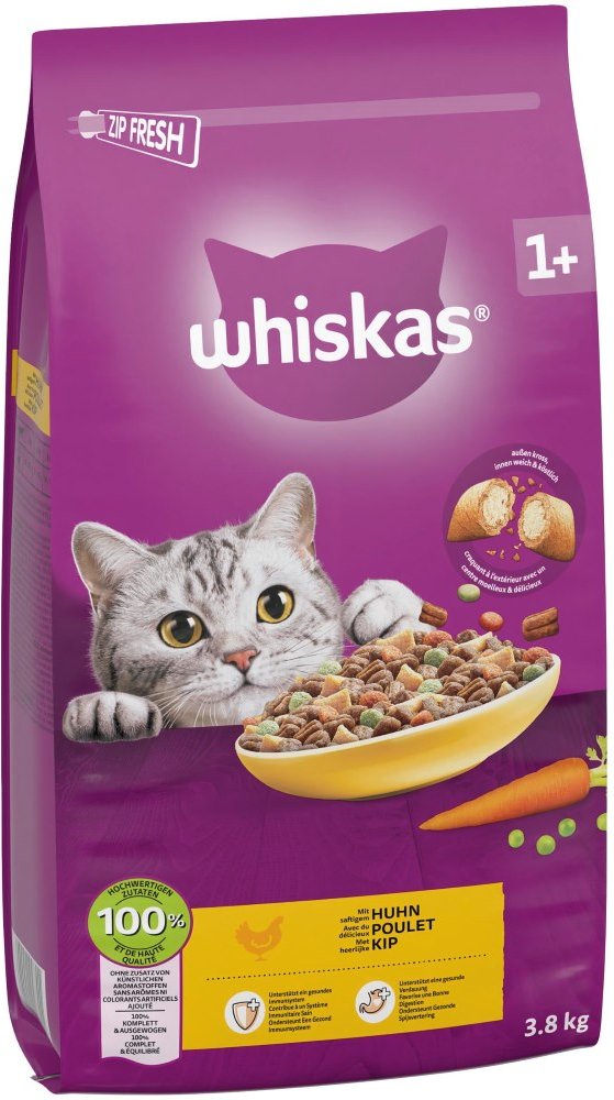 Sparpaket Whiskas - 1+ Huhn (2 x 3,8 kg)