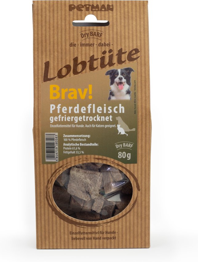 Petman Lobtüte Brav! Pferdefleisch - Sparpaket: 10 x 80 g