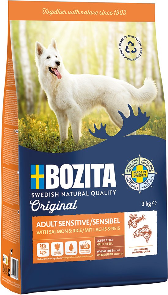 Sparpaket Bozita Original 2 x 3 kg - Adult Sensitive Haut & Fell mit Lachs & Reis