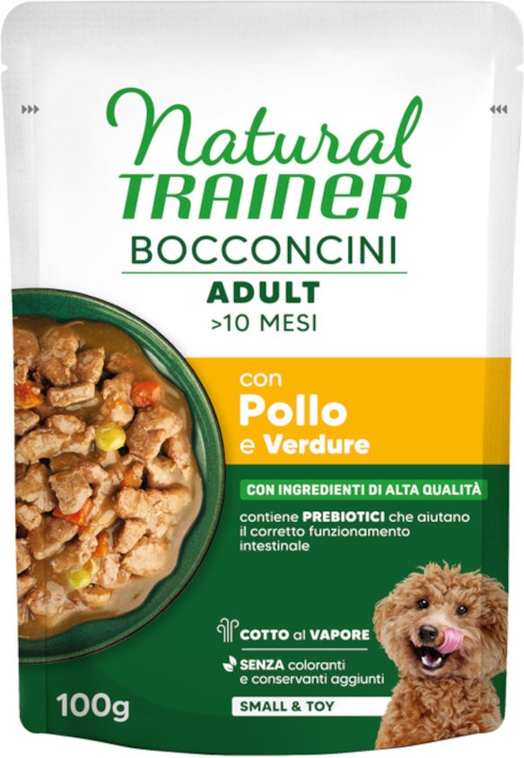 Natural Trainer Bocconcini Adult Small & Toy Häppchen in Sauce - Sparpaket: 48 x 100 g Huhn