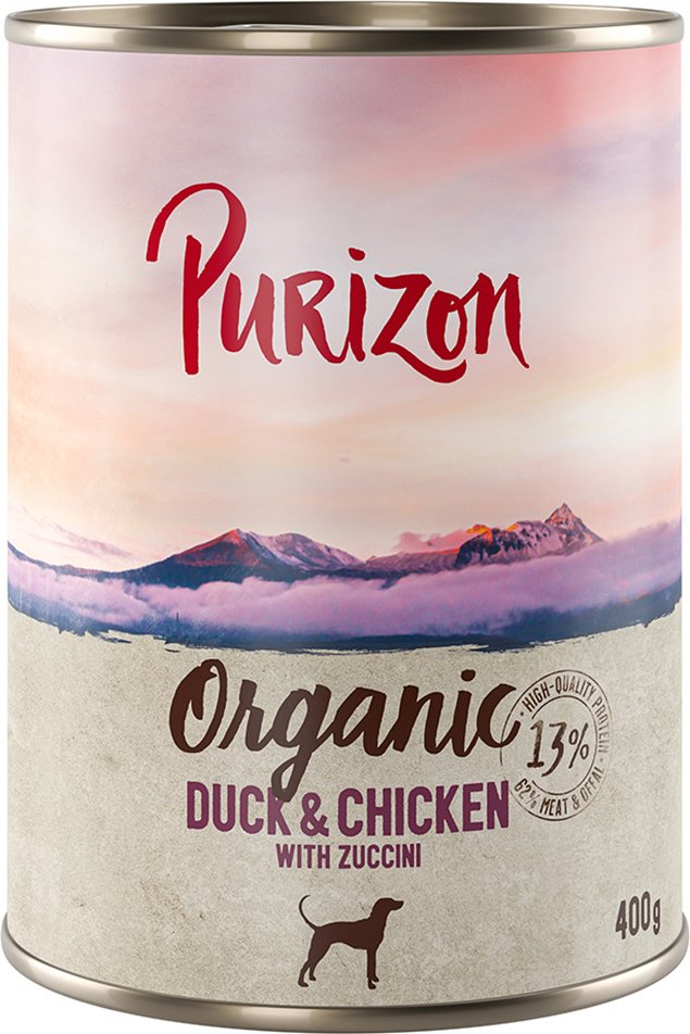 Sparpaket Purizon Organic 12 x 400 g - Ente und Huhn mit Zucchini