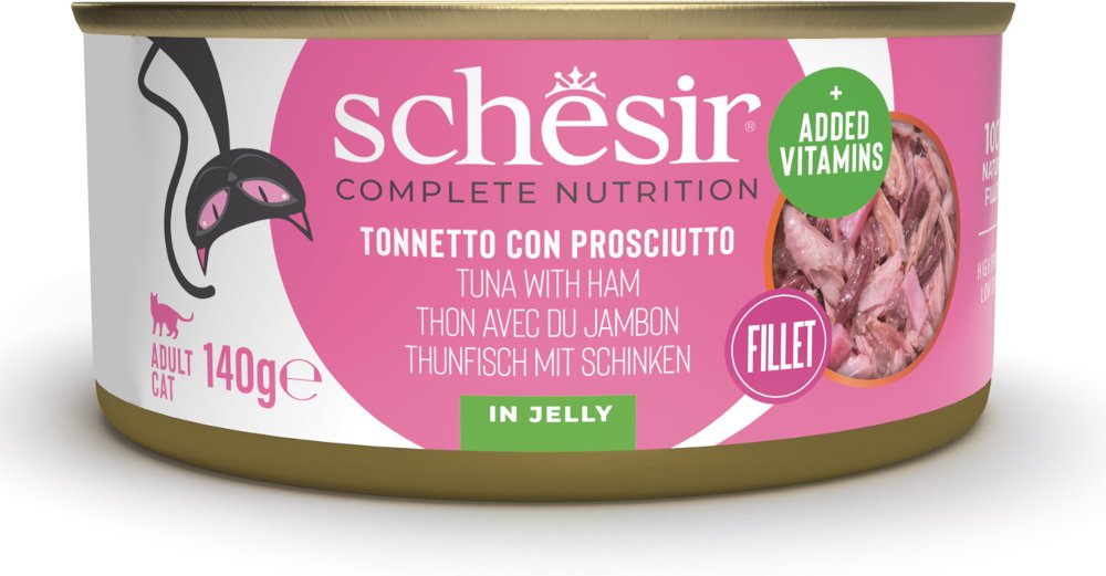 Sparpaket Schesir Complete Nutrition Filet in Gelee 24 x 140 g - Thunfisch mit Schinken