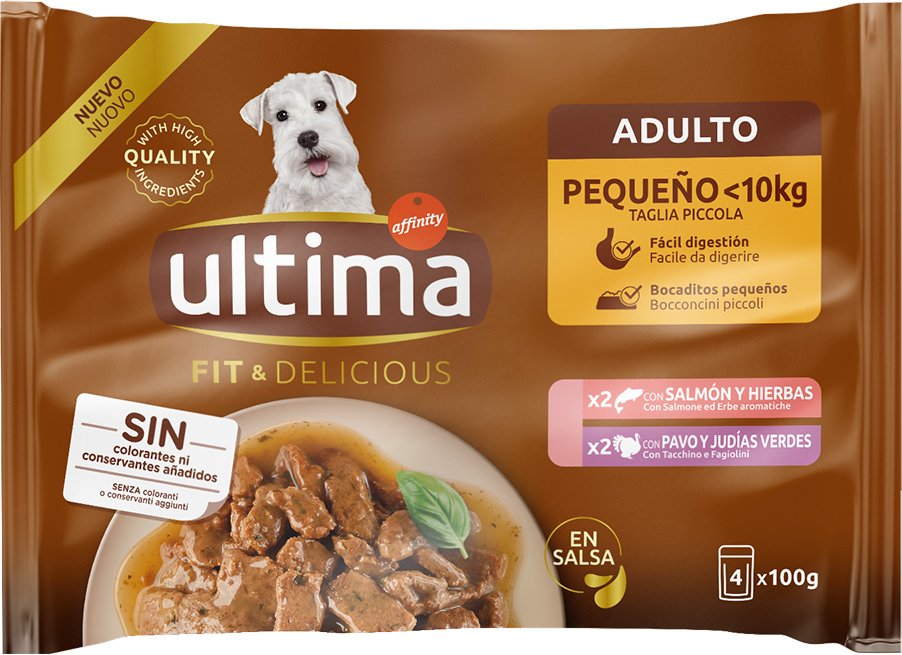 Ultima Fit & Delicious Mini Hund Adult 44 x 100 g - Lachs & Truthahn