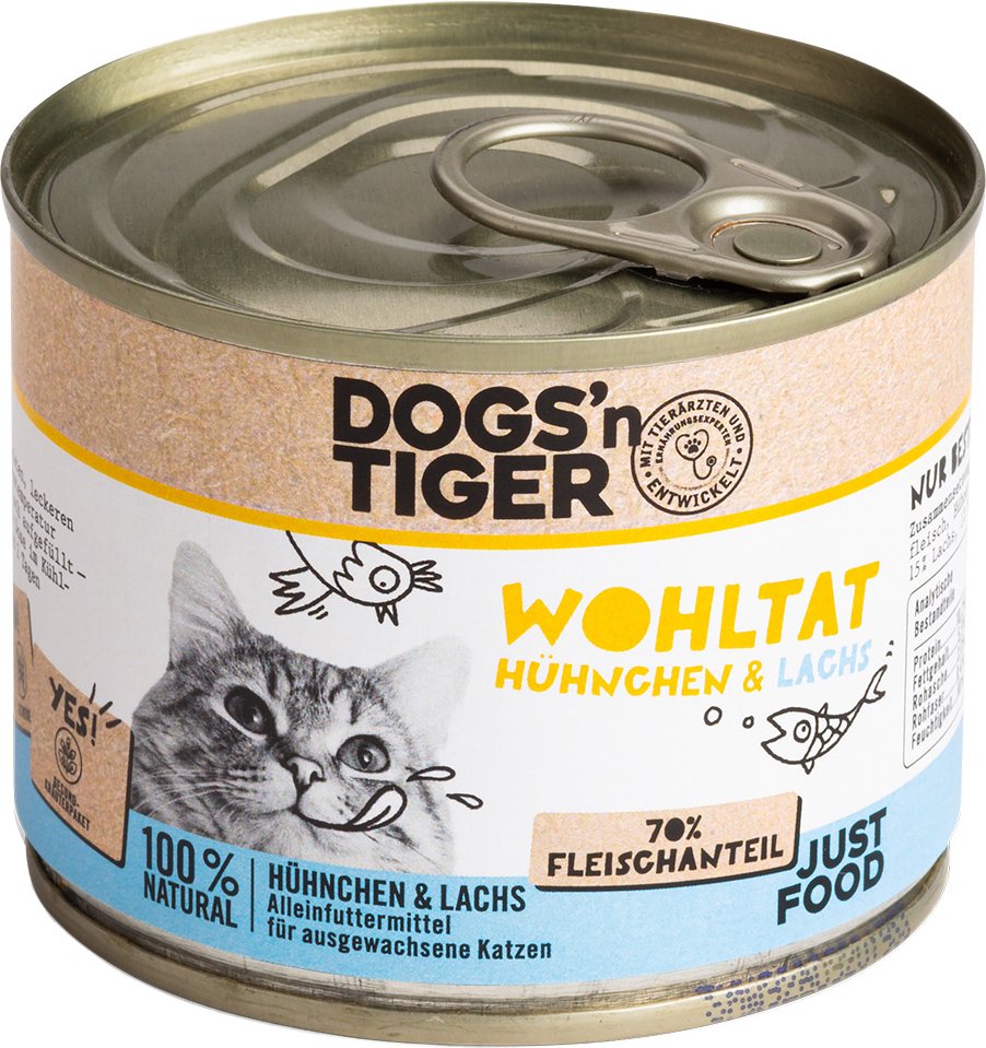 Thumbnail - Sparpaket Dogs'n Tiger Adult Cat 12 x 200 g - Wohltat Hühnchen & Lachs