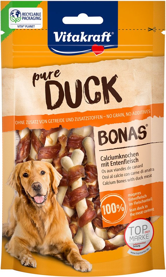 Vitakraft pure DUCK Bonas Calciumknochen mit Ente - Sparpaket: 6 x 80 g