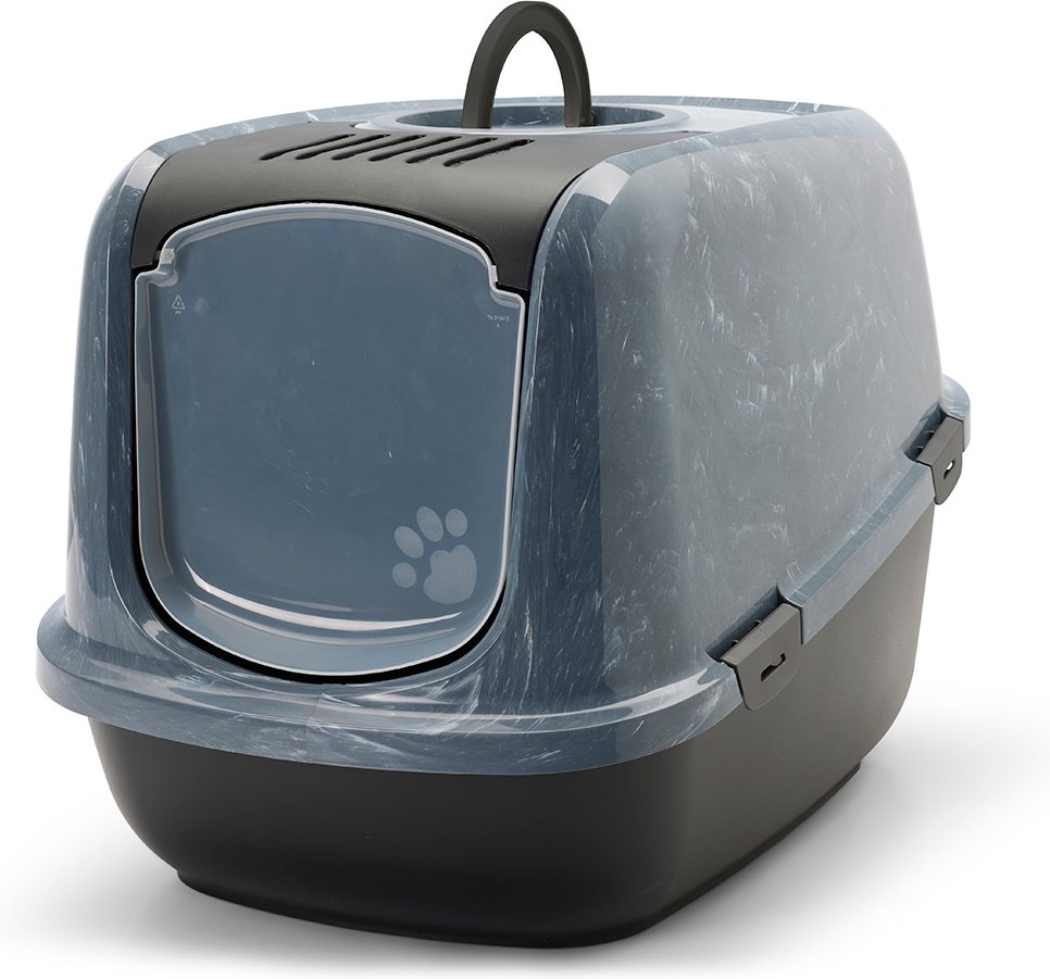 Savic Katzentoilette Nestor Jumbo Marble - marmor anthrazit-weiß / schwarz