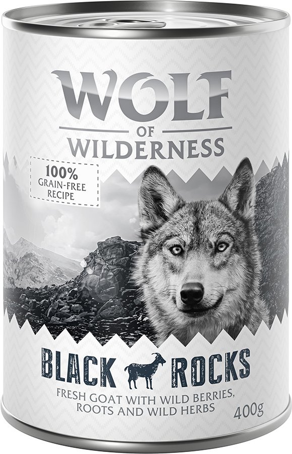 Sparpaket Wolf of Wilderness Adult - Single Protein 24 x 400 g / 800 g 24 x 400 g: Black Rocks - Ziege