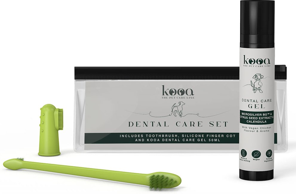 kooa Zahnpflegeset - Zahnbürste, Fingerling aus Silikon und Zahngel (50 ml)
