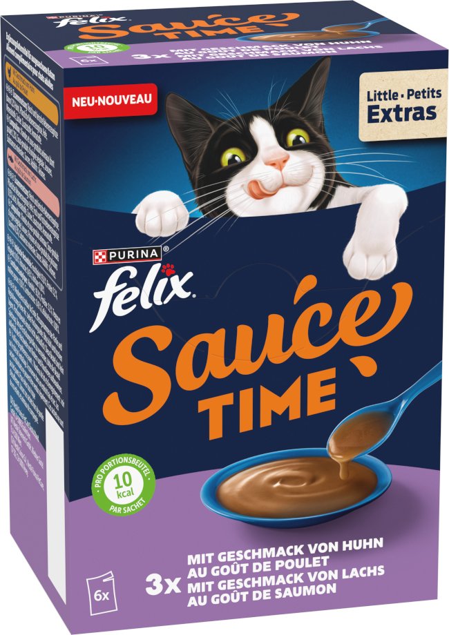 Sparpaket Felix Sauce Time 12 x 40 g - mit dem Geschmack von Huhn & Lachs
