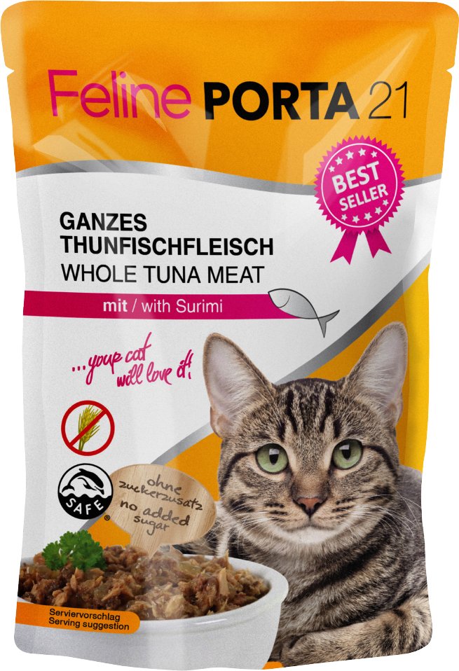 Feline Porta 21 Frischebeutel 6 x 100 g - Thunfisch mit Surimi (getreidefrei)
