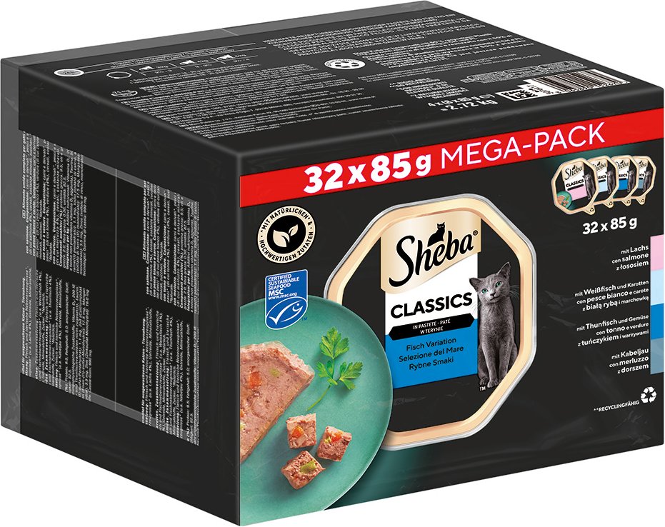 Multipack Sheba Varietäten Schälchen 32 x 85 g - Classics in Pastete