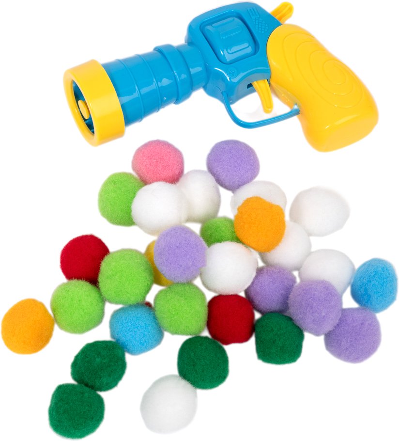 zooplus Basics Plüschball-Pistole für Katzen - Spielzeugpistole inkl. 30 Plüschbälle