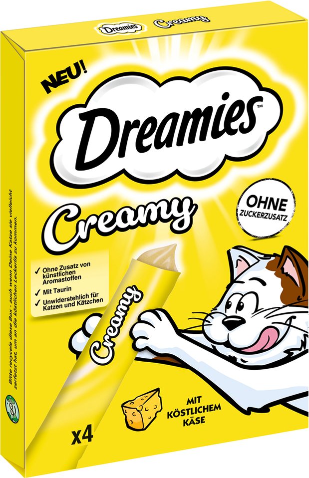 Dreamies Creamy Snacks - Sparpaket Käse (44 x 10 g)