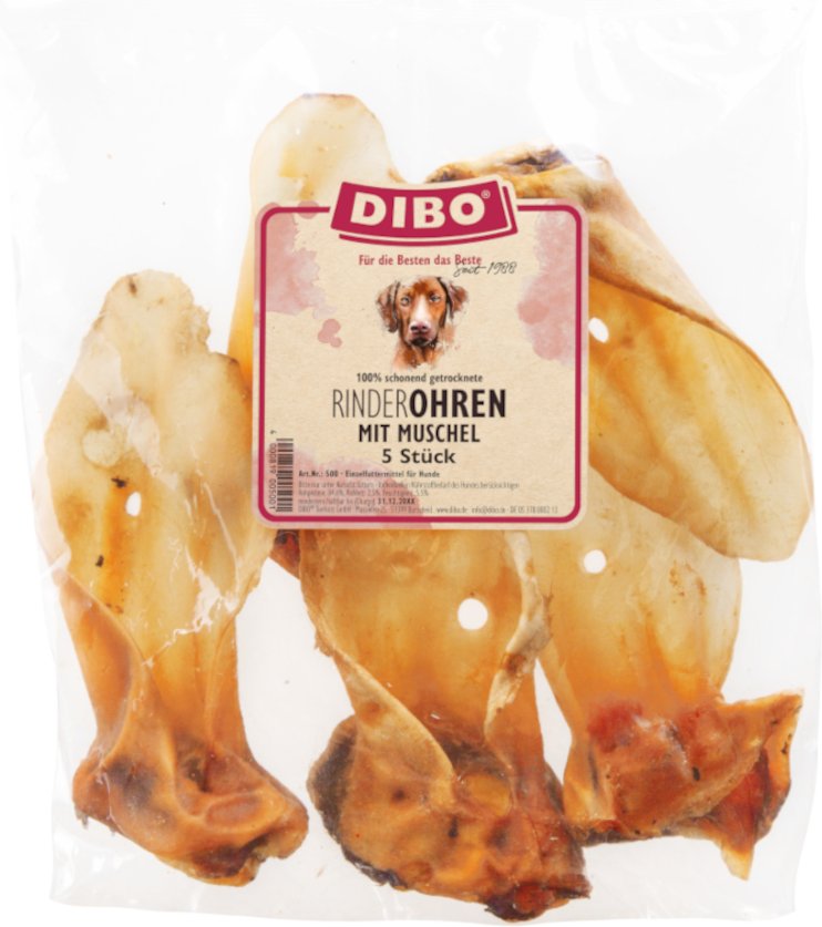 DIBO Rinder Ohren mit Muschel - Sparpaket: 2 x 5 Stück