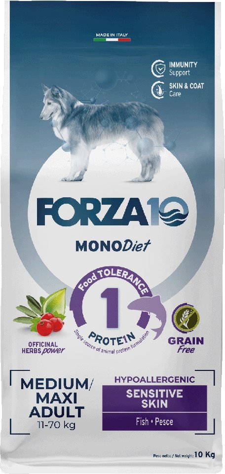 Forza 10 Mono Diet Medium & Large Sensitive Skin mit Fisch - Sparpaket: 2 x 10 kg