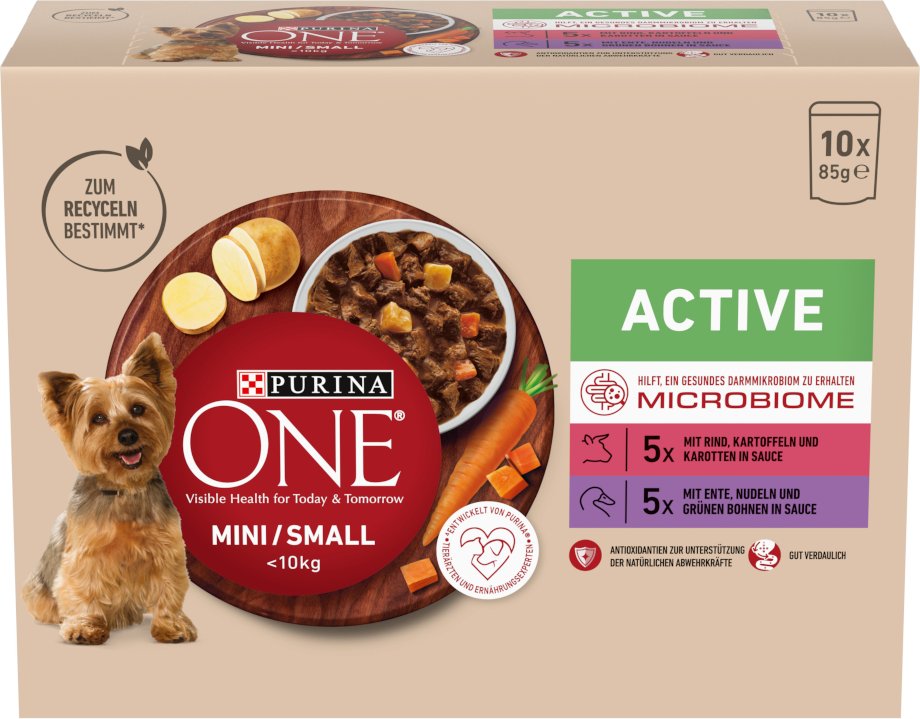 Purina ONE Mini Active Rind & Ente - Sparpaket: 20 x 85 g