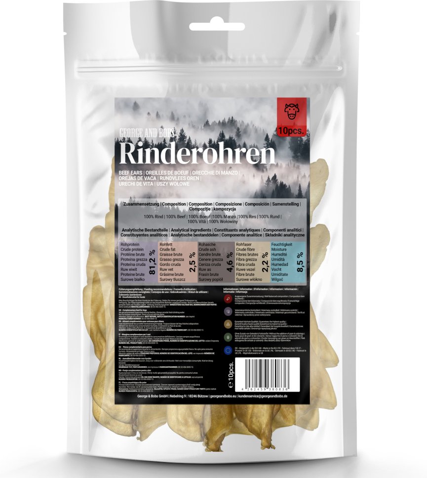 George & Bobs Rinderohren - 500 g (10 Stück)