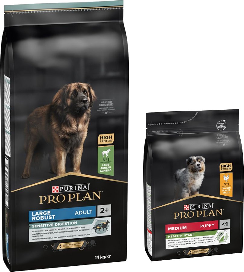 14 kg PURINA PRO PLAN Adult + 3 kg passendes Trockenfutter gratis! - 14 kg Large Robust Lamm & Reis Sensitive Digestion ...