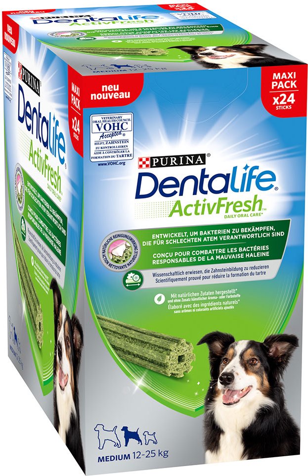PURINA Dentalife Active Fresh Tägliche Zahnpflege-Snacks für mittelgroße Hunde - 24 Sticks