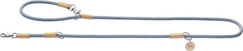 HUNTER Verstellbare Hundeführleine Malia, taubenblau/beige - 200 cm lang, 10 mm breit
