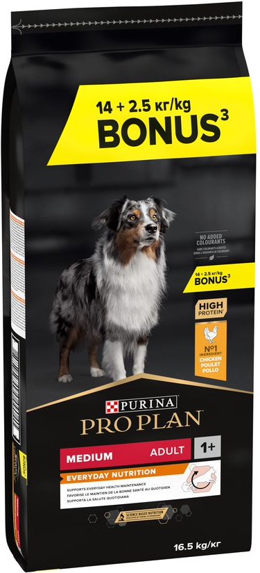 2,5 kg gratis! 16,5 kg PURINA PRO PLAN Adult - Medium Everyday Nutrition