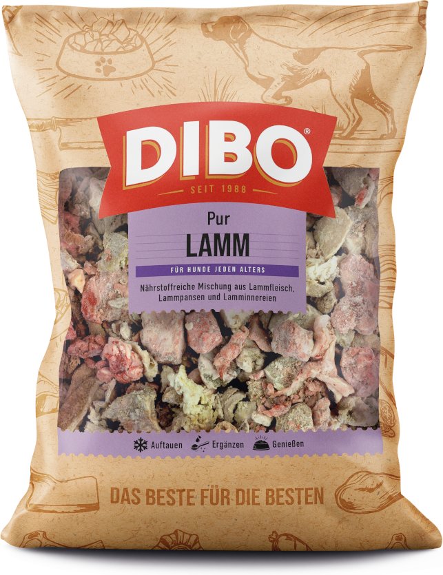 DIBO Frostfutter Lamm Pur für Hunde - 7 x 2000 g