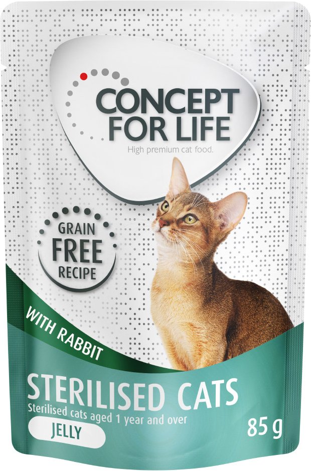 Sparpaket Concept for Life getreidefrei 48 x 85 g - Sterilised Cats Kaninchen - in Gelee