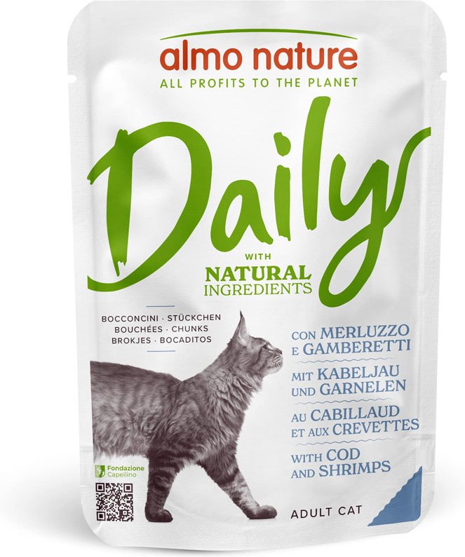 Almo Nature Daily Menu Pouch 6 x 70 g - Kabeljau und Garnelen
