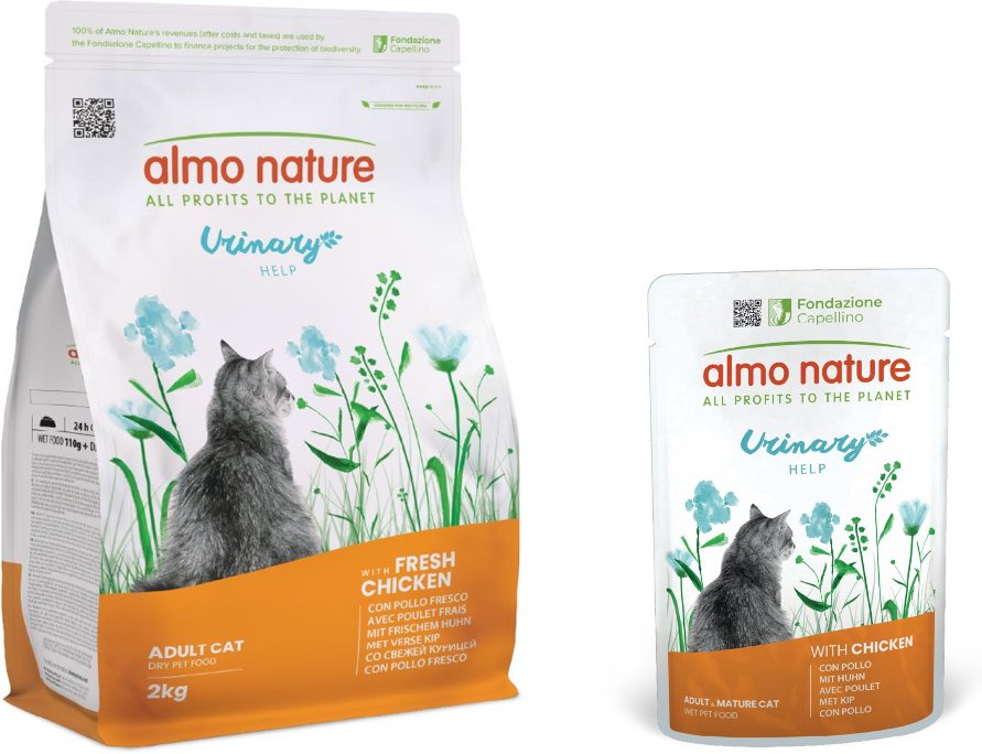 2 kg Almo Nature Functional Urinary Help + 6 x 70 g passendes Nassfutter zum Sonderpreis! - 2 kg Huhn + 6 x 70 g Huhn
