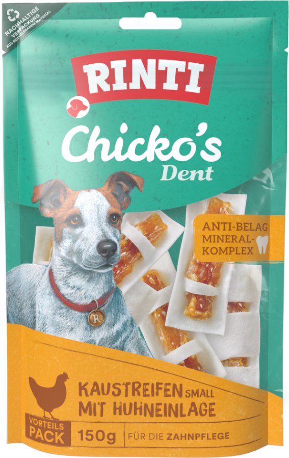 RINTI Chicko's Dent Kaustreifen mit Huhneinlage Small - Sparpaket: 2 x 150 g