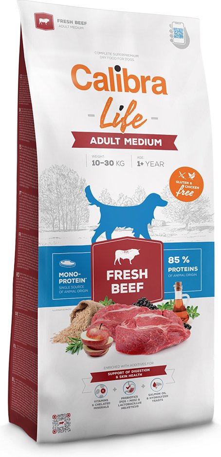 Calibra Life Adult Medium Breed mit frischem Rind - Sparpaket: 2 x 12 kg