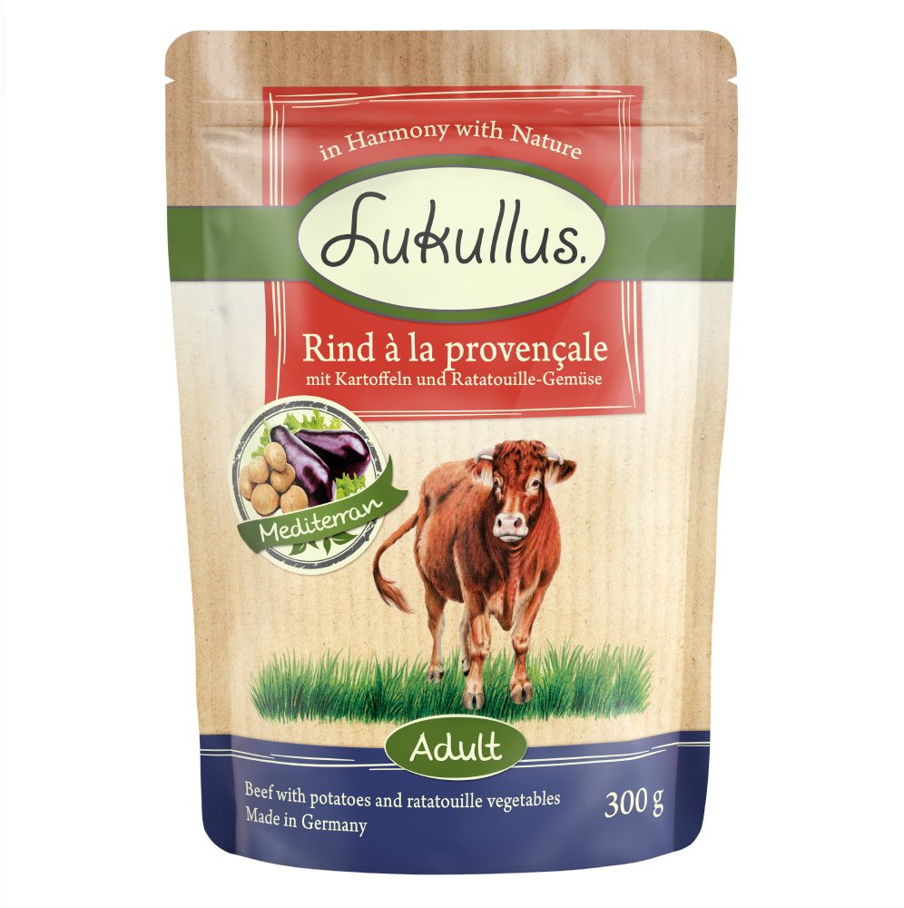 Sparpaket Lukullus Frischebeutel 48 x 300 g - Rind à la Provençale (getreidefrei)