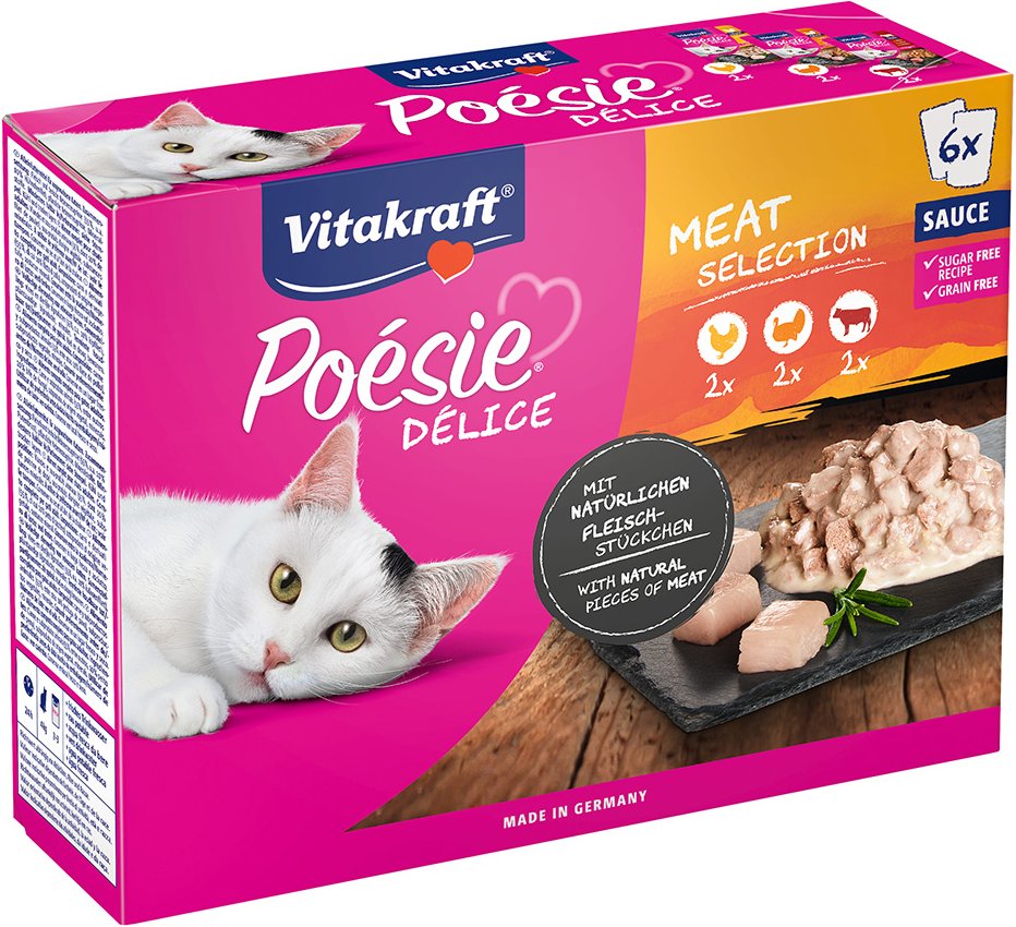 Vitakraft Poésie DéliSauce Mixpaket Pouch 6 x 85 g - Fleisch-Mix